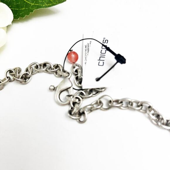 NEW Chico's Cherry Quartz Pearl Charm Necklace - Picture 6 of 11